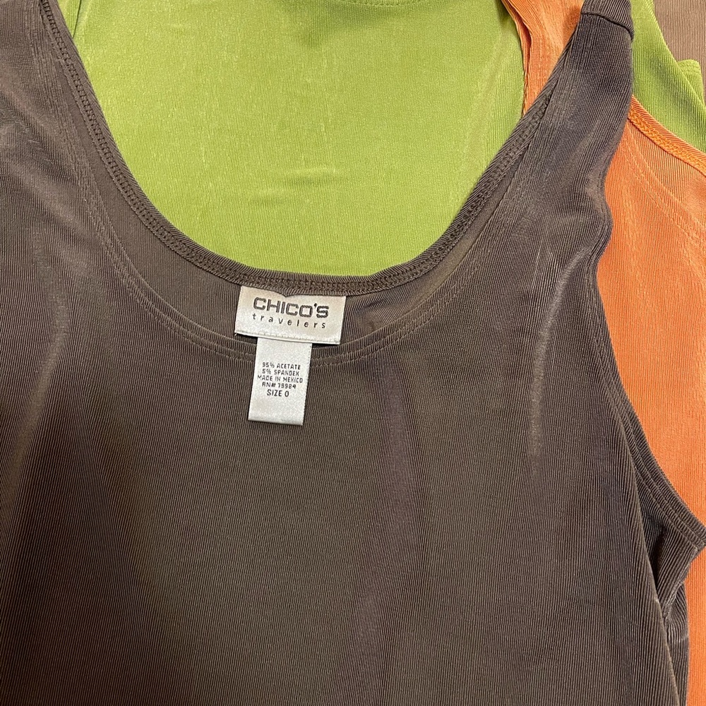Chico's Dark Brown, Lime Green and Orange Tank Tops